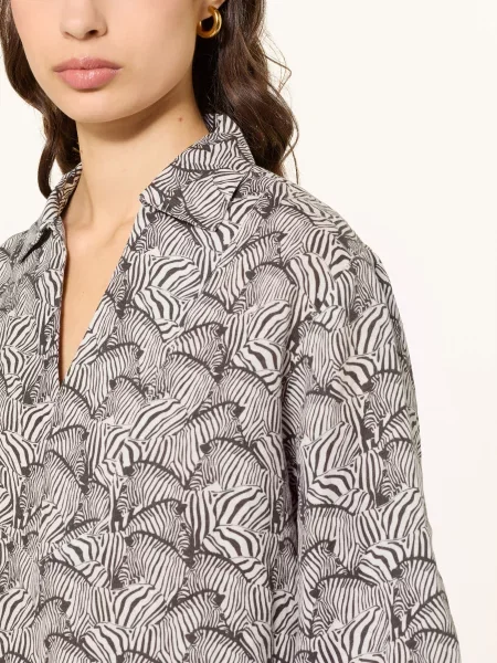 Lilienfels Bluzka Z Lnu Z Rękawami schwarz biała