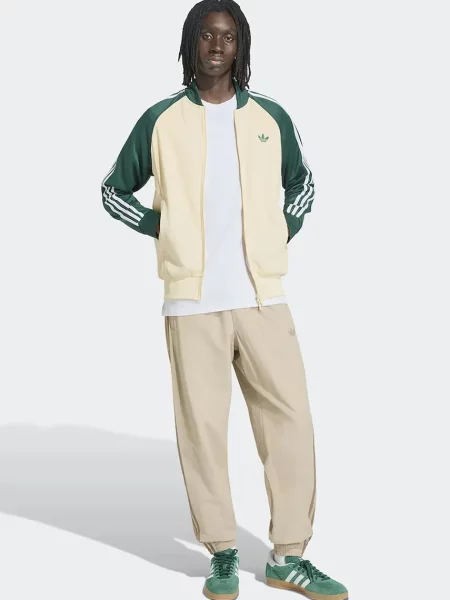 Adidas Originals bluza rozpinana z bawełną beżowa