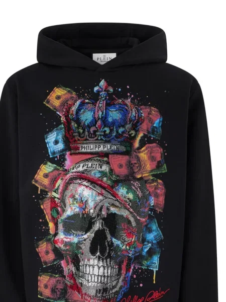 Hanorac cu glugă Philipp Plein cu imagine negru