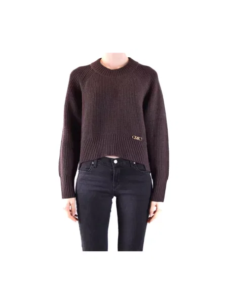 Krótki sweter Michael Kors wełniany brązowy