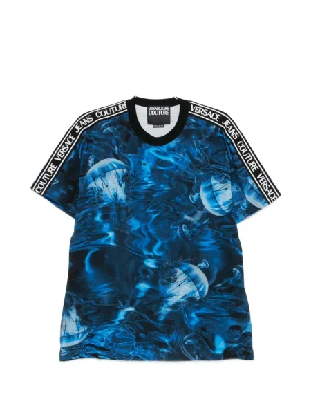 Grafic tricou Versace Jeans Couture cu autograf albastru
