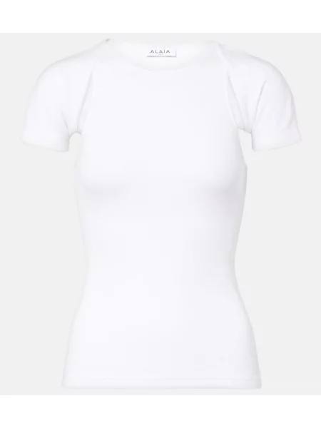 Top Alaïa tricotate alb
