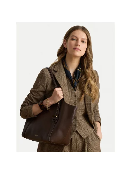 Geantă shopper Lauren Ralph Lauren din piele maro