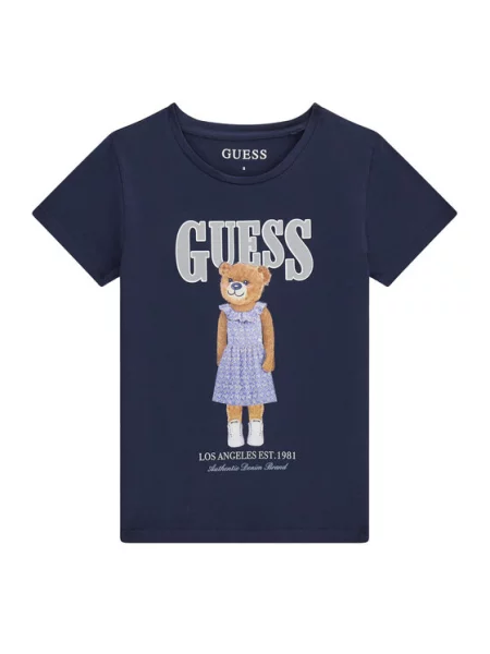 Guess T-Shirt Σκούρο Regular Fit μπλε