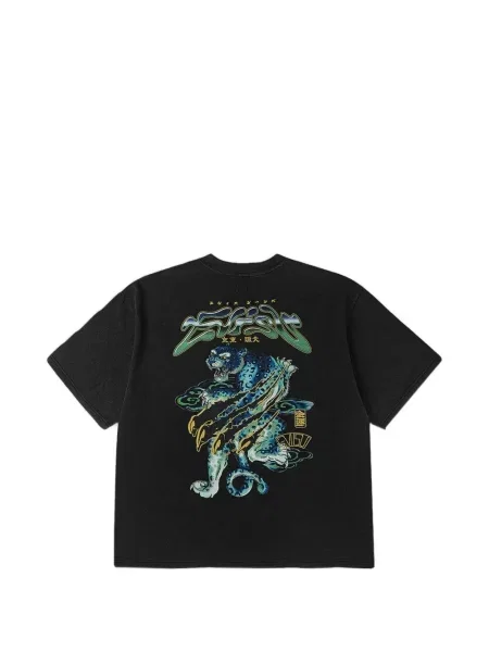 Tricou Evisu cu model leopard negru