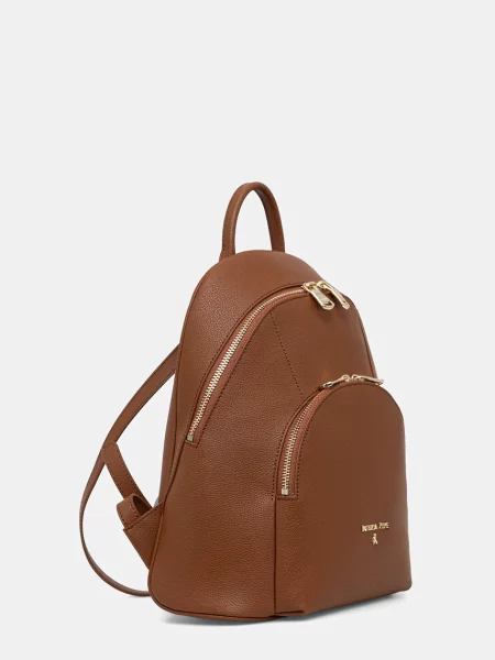 Шкіряний рюкзак Patrizia Pepe малий однотонний коричневий