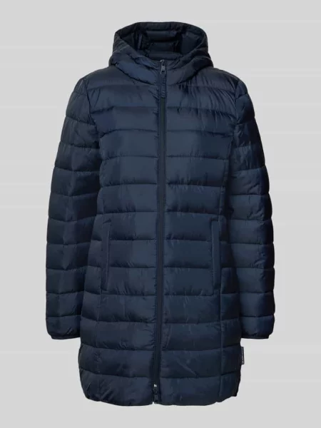 Płaszcz pikowany o kroju regular fit z kapturem Tom Tailor Denim granatowy