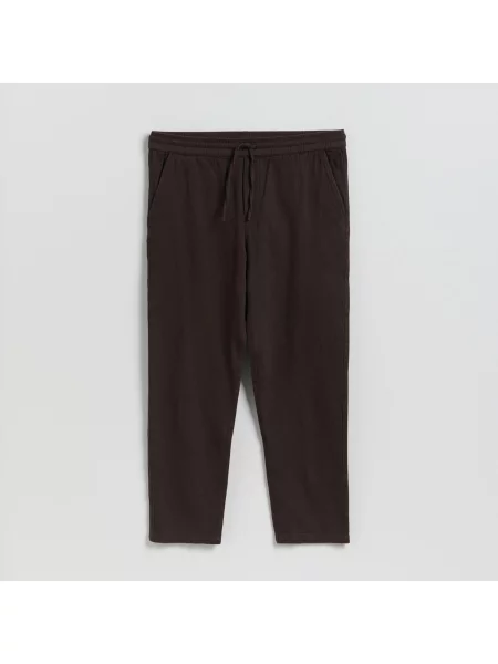 Reserved Kalhoty jogger se lnem hnědá