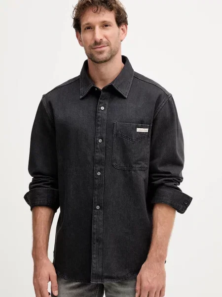 Calvin Klein Jeans cămașă jeans negru
