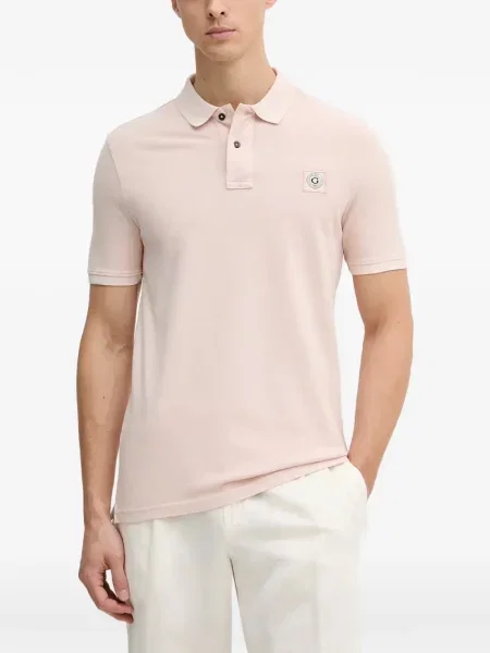 Scurt tricou polo Guess cu autograf roz