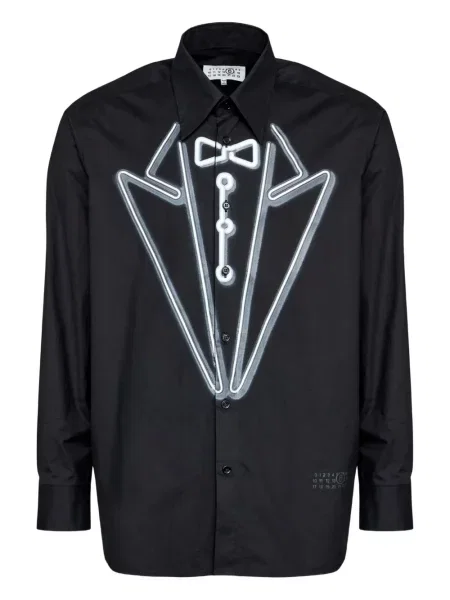 Lung cămașă Mm6 Maison Margiela cu imagine negru
