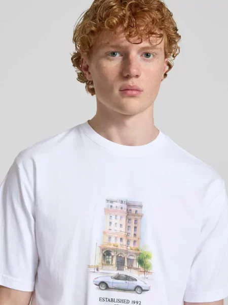 T-shirt z nadrukiem z logo Review biała