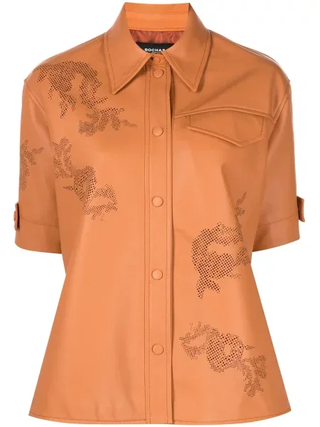 Koszula Rochas skórzana brązowa