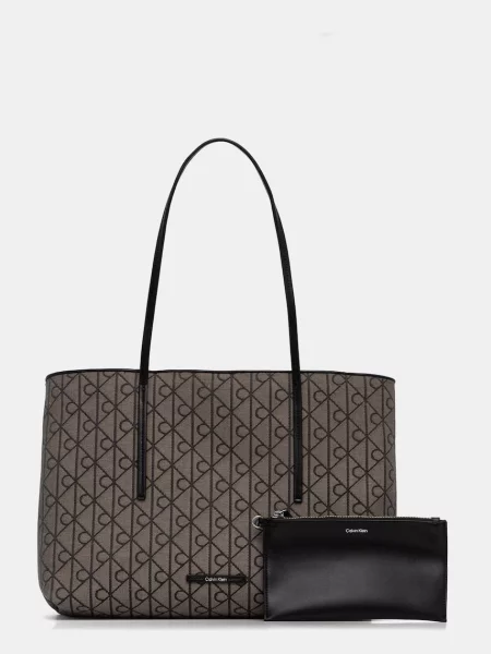 Geantă shopper Calvin Klein din jacard maro