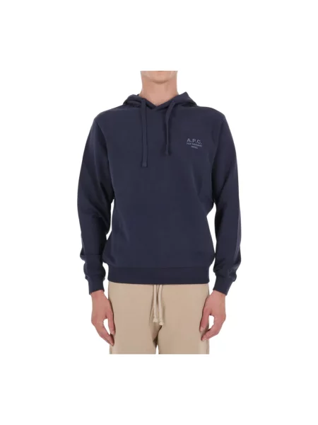 Bluza z kapturem A.p.c. z kapturem niebieska