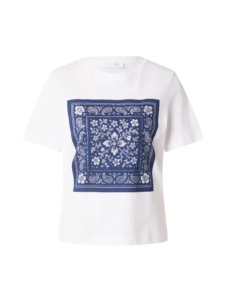 Rich & Royal Tricou albastru gențiană / gri taupe alb