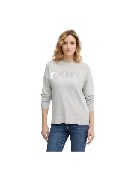Sweter Dkny z logo szary