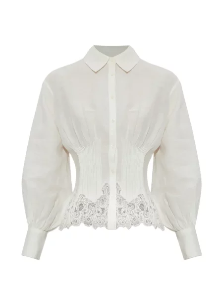 Cămașă Allsaints din dantelă alb