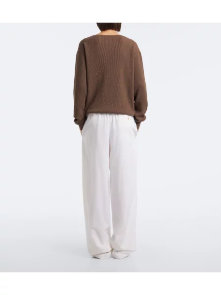 Pantaloni The Row din poplin alb