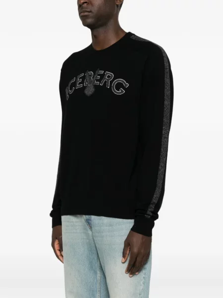 Pulover Iceberg cu dungi cu autograf negru