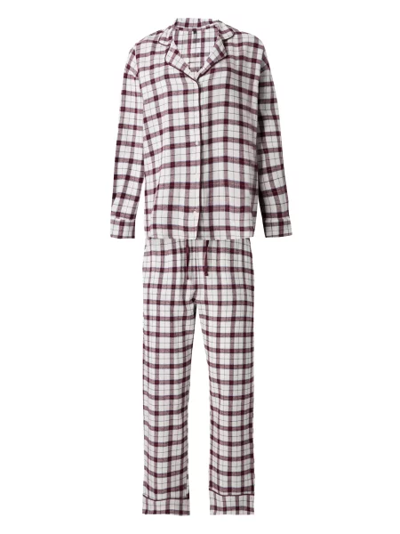 Hunkemöller Pijama albastru / roșu bordeaux / negru alb