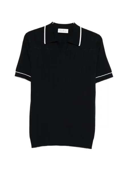 Tricou polo Della Ciana cu nervuri albastru