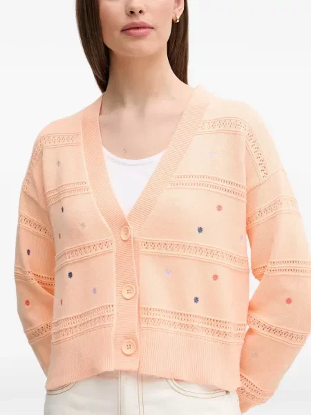 Cardigan Benetton cu broderie cu model floral portocaliu