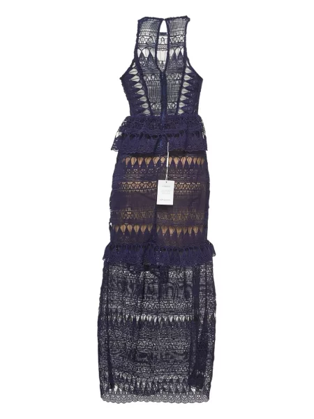 Rochie maxi Self-portrait din dantelă albastru