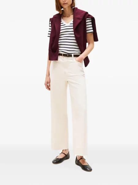 Ριγέ μπλούζα Tommy Hilfiger με λαιμόκοψη v λευκό