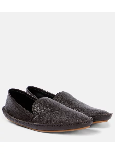 Pantofi loafer The Row din piele maro