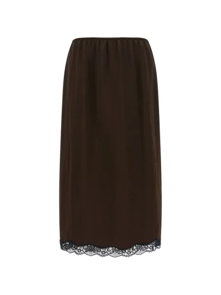 Fustă midi Twinset din satin maro