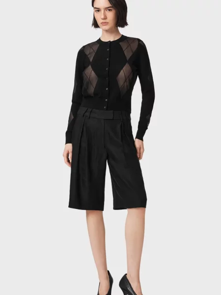 Шерстяной кардиган Allsaints с принтом черный