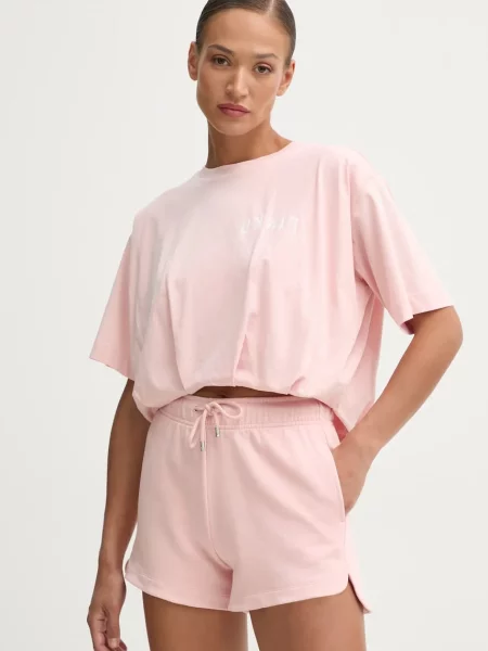 Pinko szorty z nadrukiem medium waist różowy