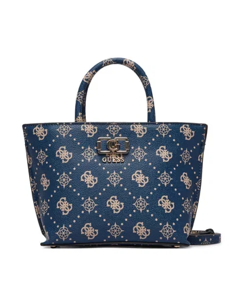 Guess Ročna torba Emelie Logo Mini Mornarsko modra