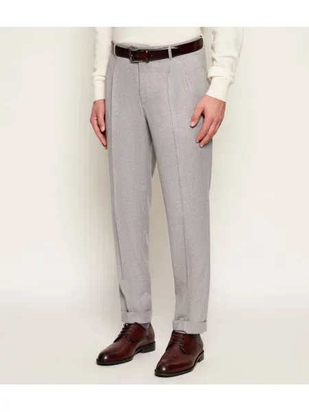 BOSS BLACK De lână pantaloni negru