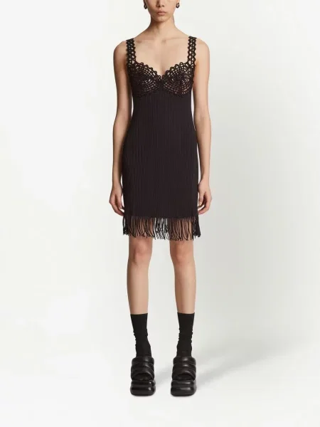 Pletené oblekové žebrované šaty Proenza Schouler černé