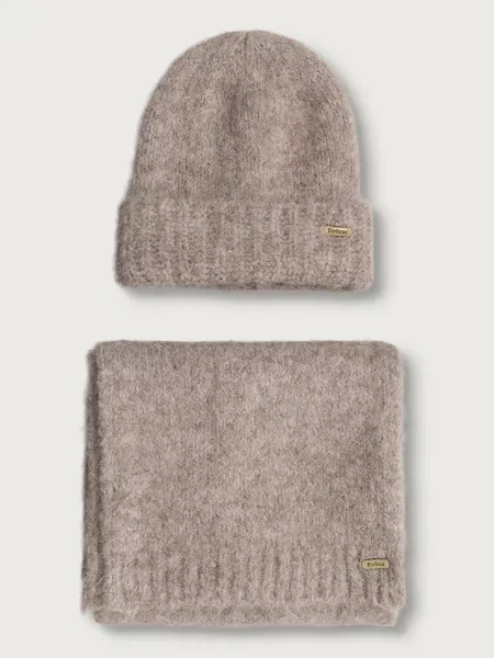 Barbour Set Fular și Căciulă Maro deschis roz