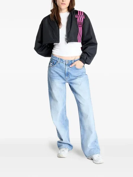 Długie legginsy Adidas z nadrukiem w paski niebieskie