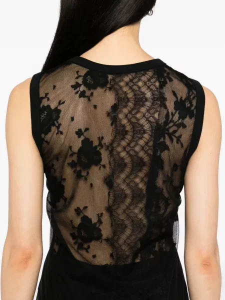 Vestă Quetsche cu model floral din dantelă negru