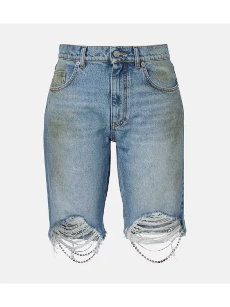 Szorty jeansowe Area z przetarciami niebieskie