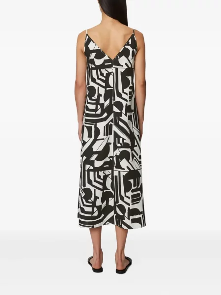 Sukienka midi Marc O'polo z nadrukiem w abstrakcyjne wzory do kolan czarna
