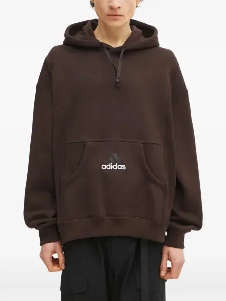 Tricou Adidas în carouri cu autograf cu glugă gri