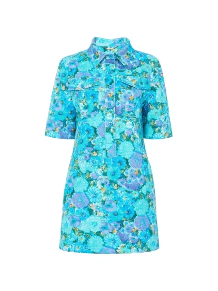 Gulerat rochie mini Chloé cu model floral de costum albastru