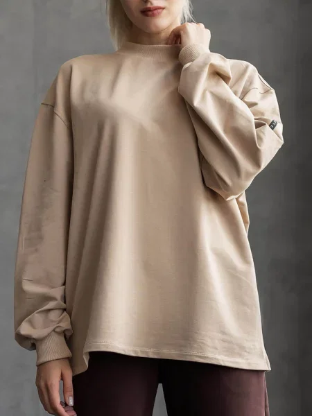 Женский однотонный свитшот бежевий