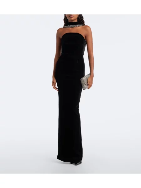 Rochie Roland Mouret de catifea cu gât halter negru