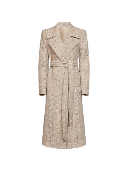 Cu centură palton Tagliatore cu model herringbone
