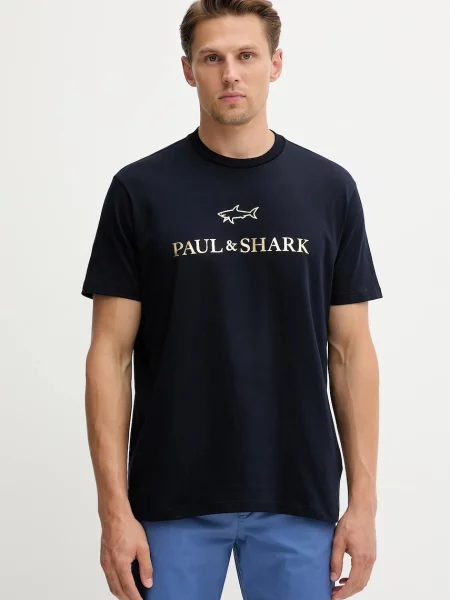 Футболка Paul&Shark Knitwear з принтом синій