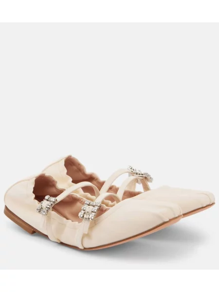 Balerini Roger Vivier din piele de cristal alb