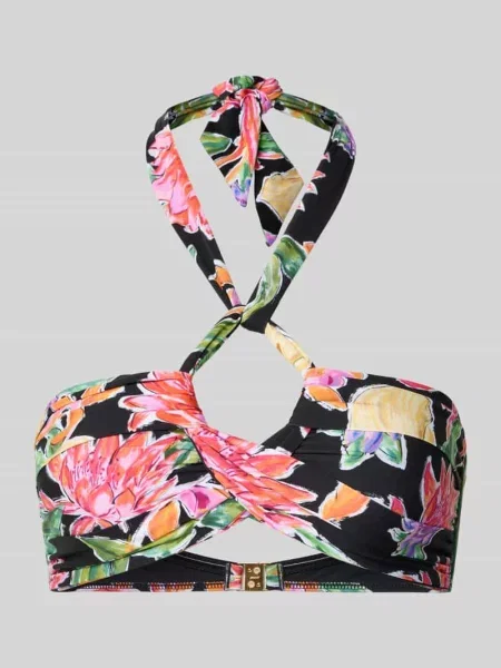 Top bikini ze wzorem na całej powierzchni Seafolly czarny