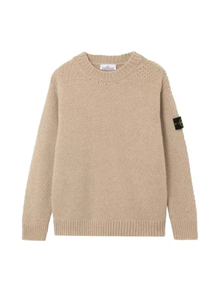 Sweter Stone Island wełniany z kamieniami brązowy